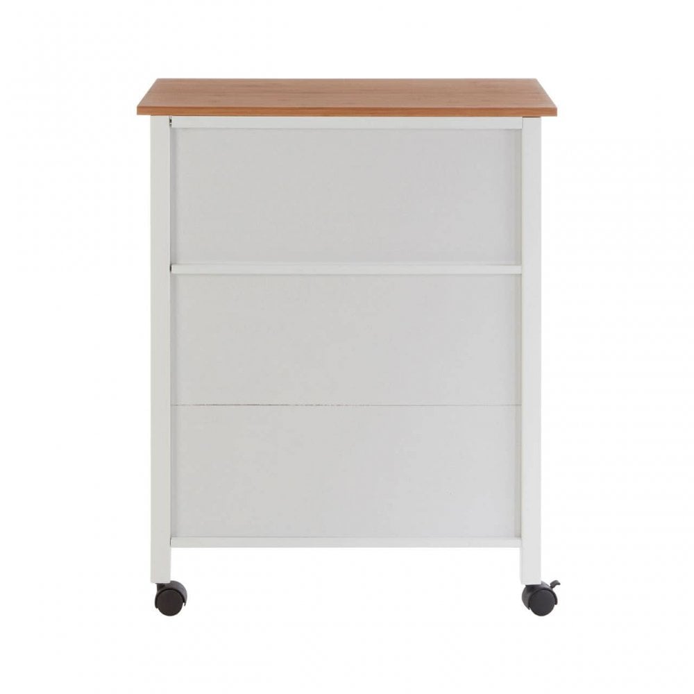 Brent White and Bamboo Top 1 Drawer Kitchen Trolley