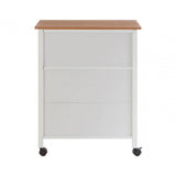 Brent White and Bamboo Top 1 Drawer Kitchen Trolley