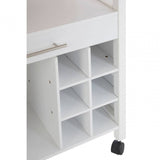 Brent White and Bamboo Top 1 Drawer Kitchen Trolley