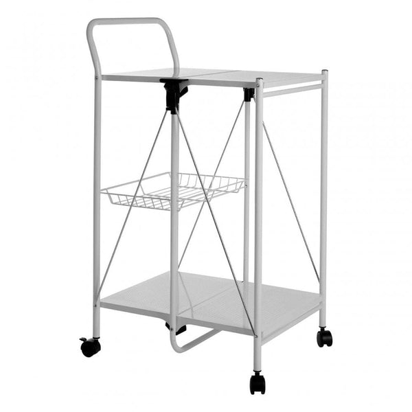 Brent White Rectangular Folding Kitchen Trolley
