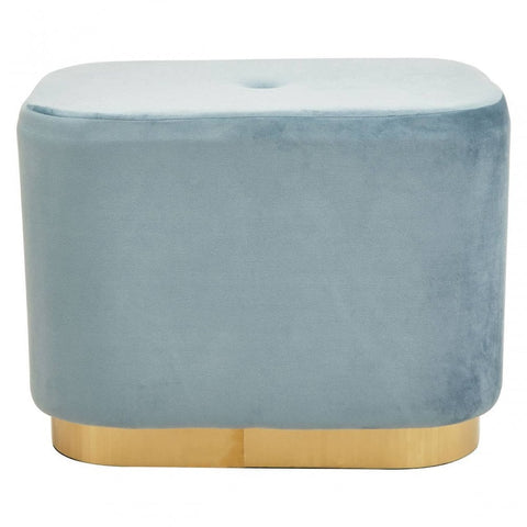 Lennox Blue Stool With Matte Gold Base