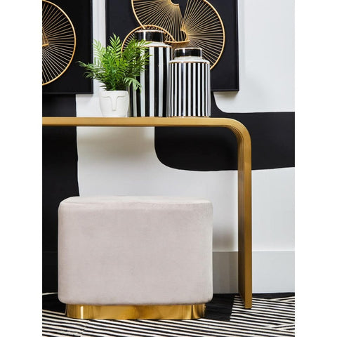 Lennox Mink Stool With Matte Gold Base