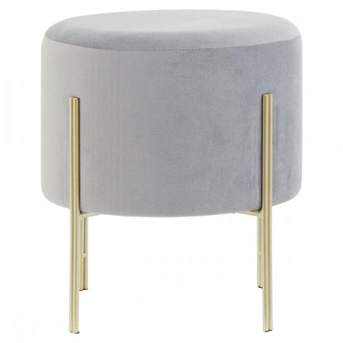 Darian Round Grey Velvet Stool