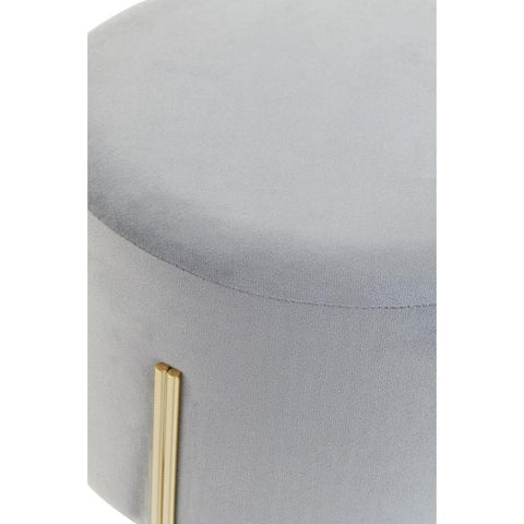 Darian Round Grey Velvet Stool