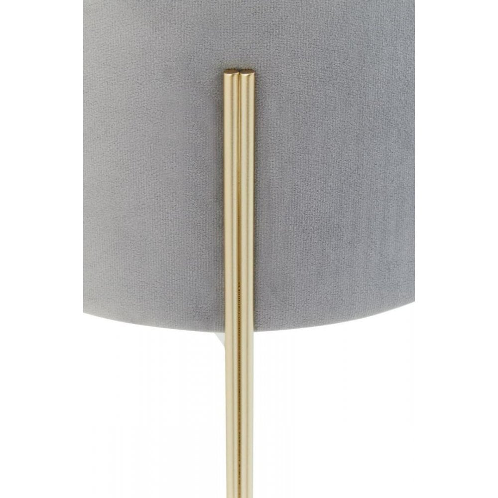 Darian Round Grey Velvet Stool