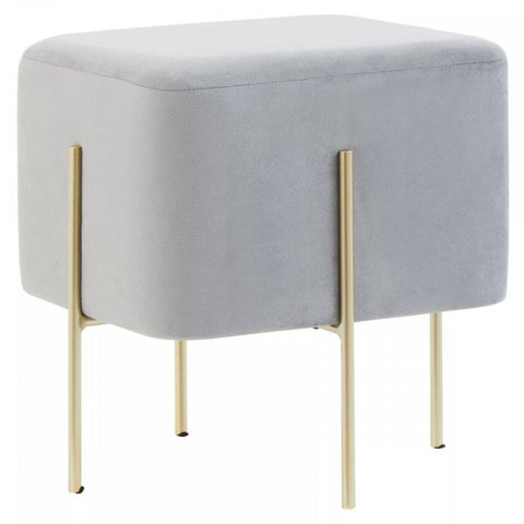 Darian Square Grey Velvet Stool