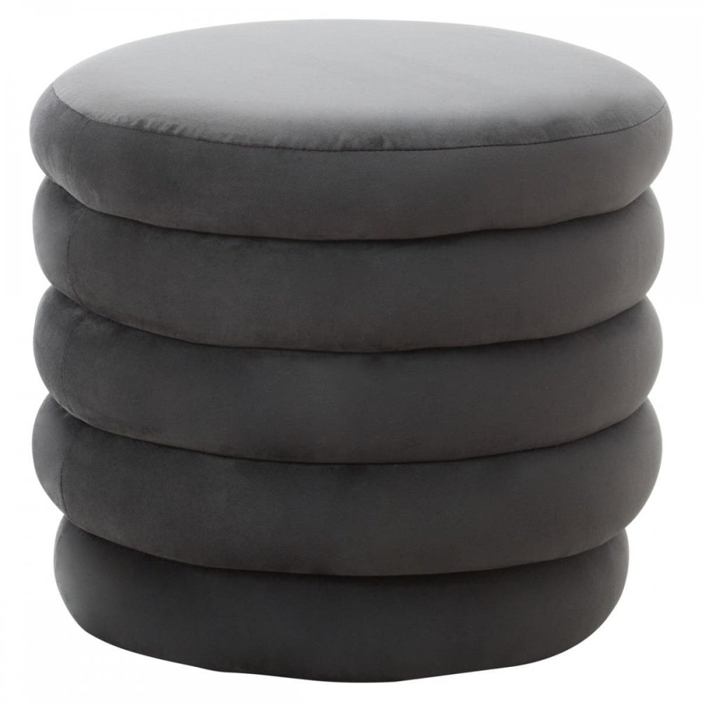 Elara Velvet Round Footstool