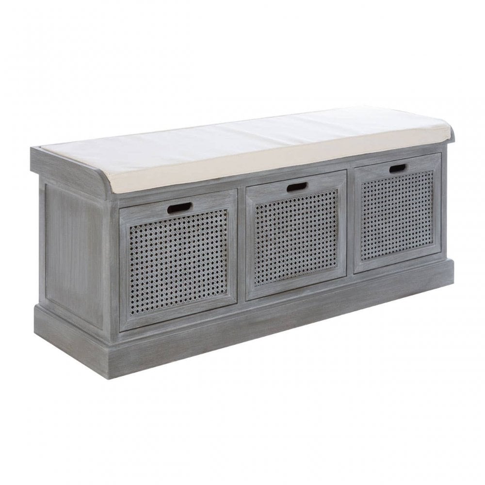 Lancaster 3 Drawer Slate Grey Storage Bench