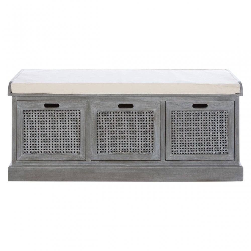 Lancaster 3 Drawer Slate Grey Storage Bench
