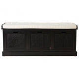 Lancaster Three Drawer Black Wooden Storage Bench