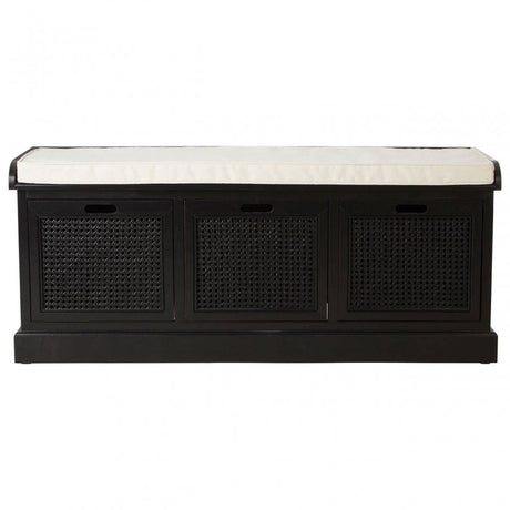 Lancaster Three Drawer Black Wooden Storage Bench