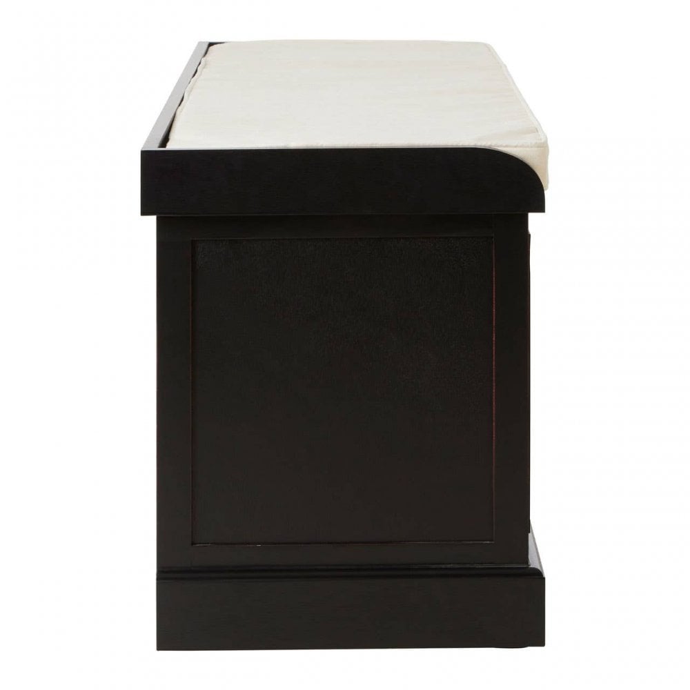 Lancaster Three Drawer Black Wooden Storage Bench