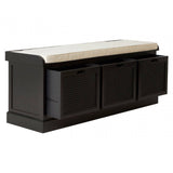 Lancaster Three Drawer Black Wooden Storage Bench