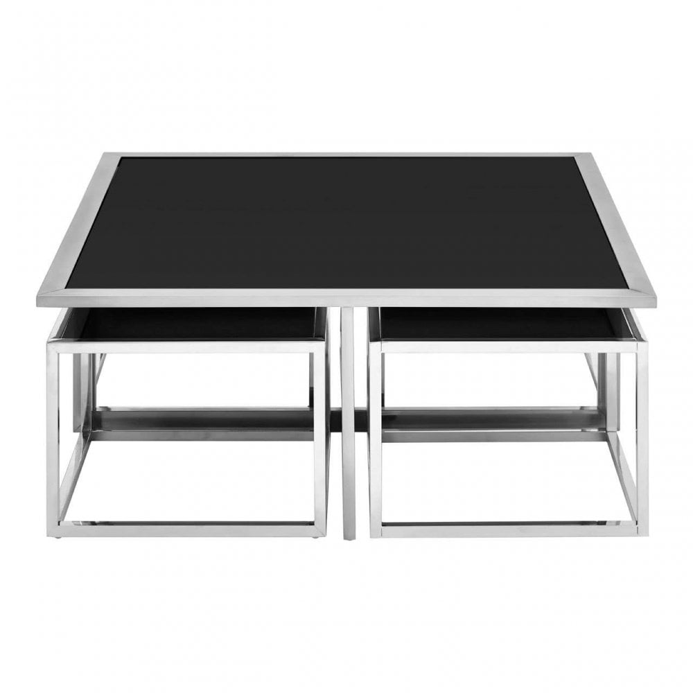 Sterling Silver Coffee Table And Stools Set