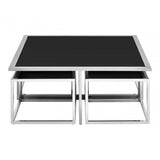 Sterling Silver Coffee Table And Stools Set