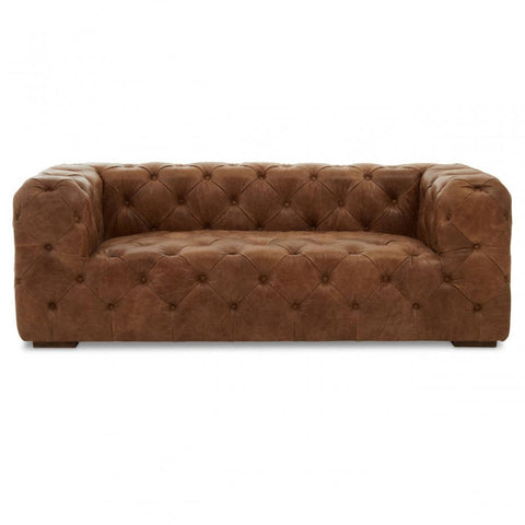 Everett Three Seat Tufted Leather Sofa