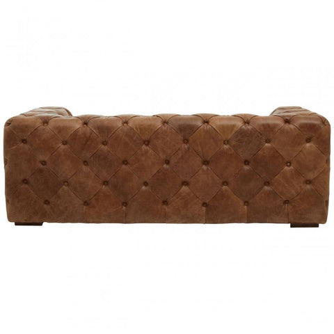 Everett Three Seat Tufted Leather Sofa