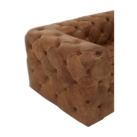 Everett Three Seat Tufted Leather Sofa