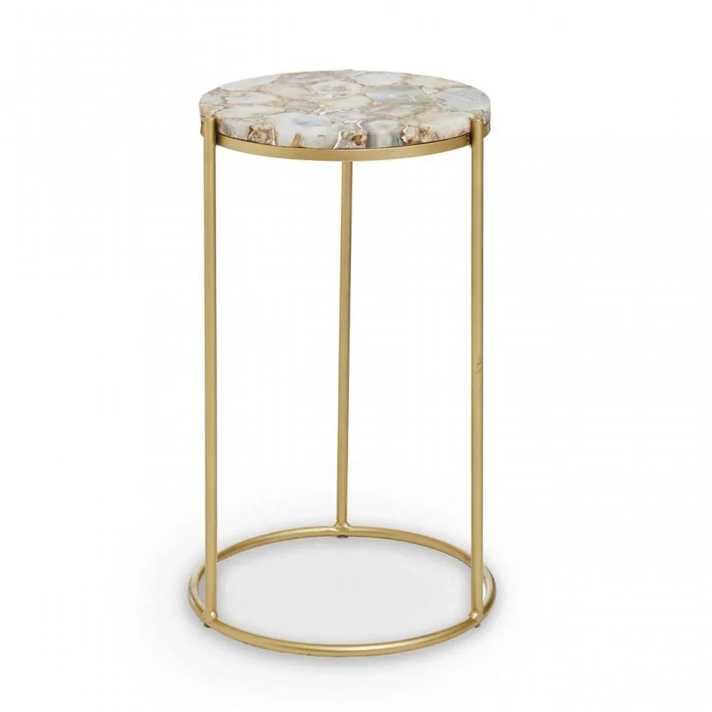 Aveline Brown Agate Gold Frame Side Table
