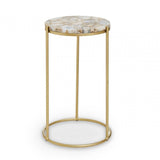 Aveline Brown Agate Gold Frame Side Table