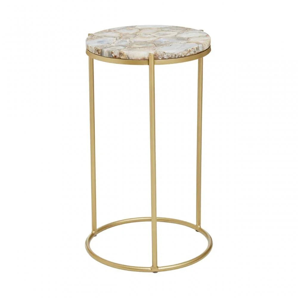 Aveline Brown Agate Gold Frame Side Table