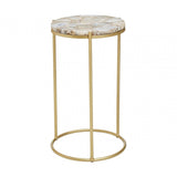 Aveline Brown Agate Gold Frame Side Table