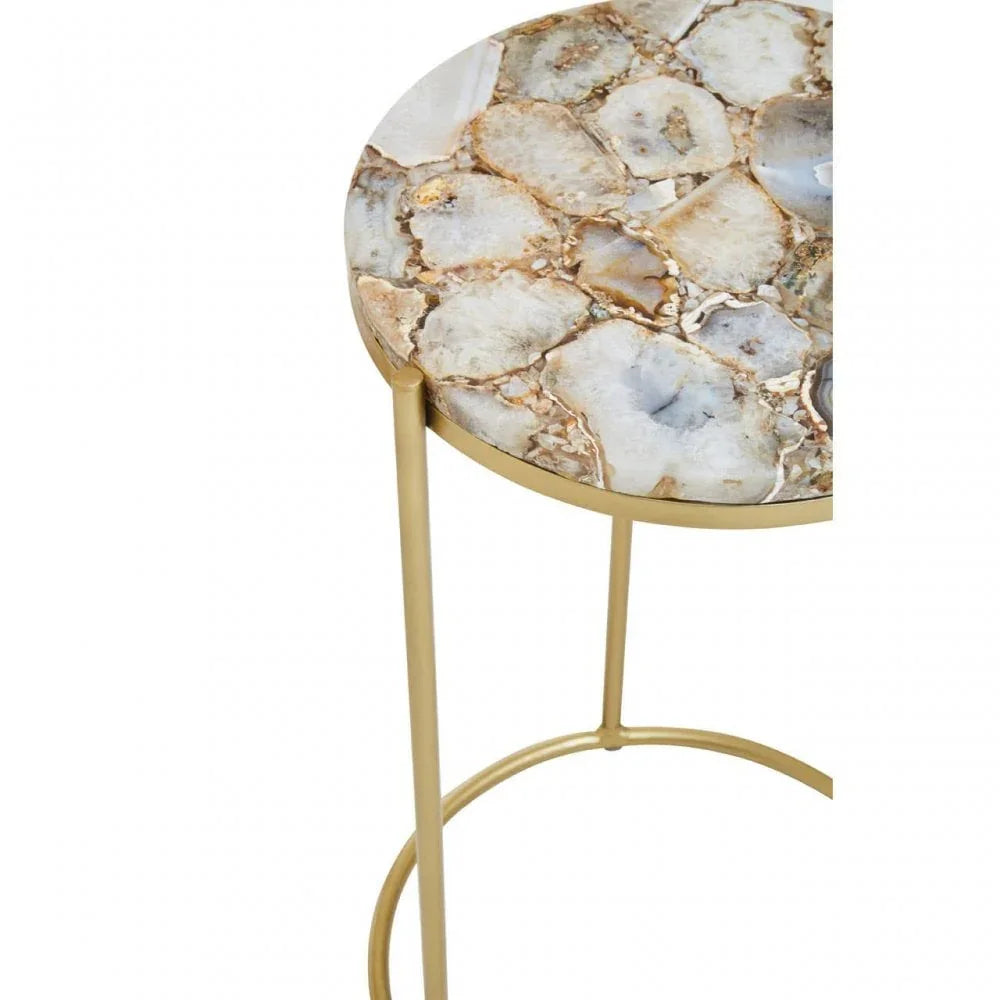 Aveline Brown Agate Gold Frame Side Table