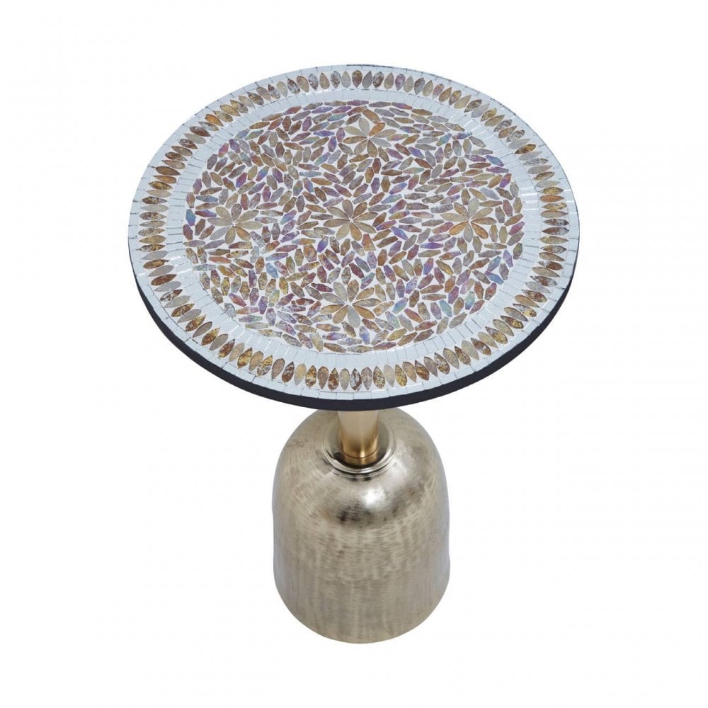 Aveline Mosaic Top Gold Base Side Table