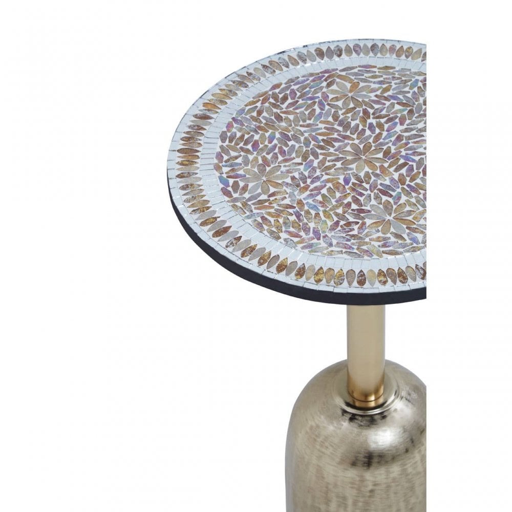 Aveline Mosaic Top Gold Base Side Table