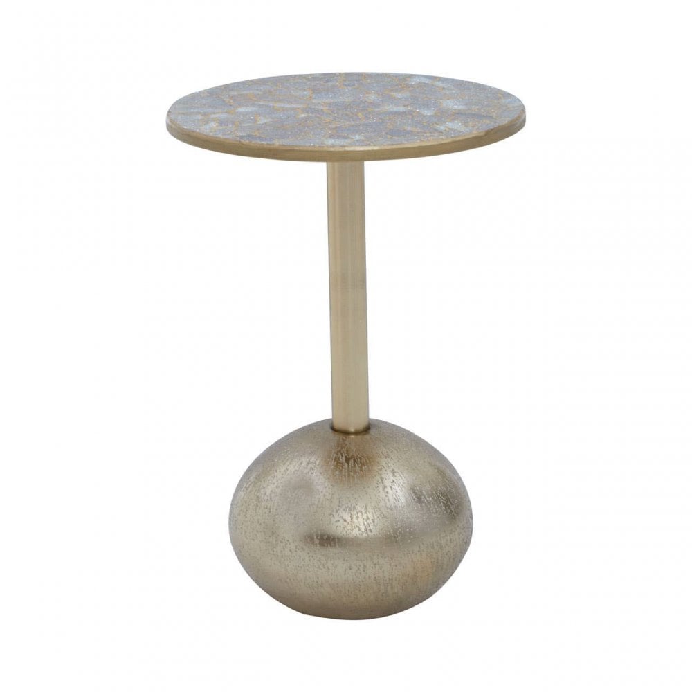 Aveline Mosaic Top Gold Finish Side Table