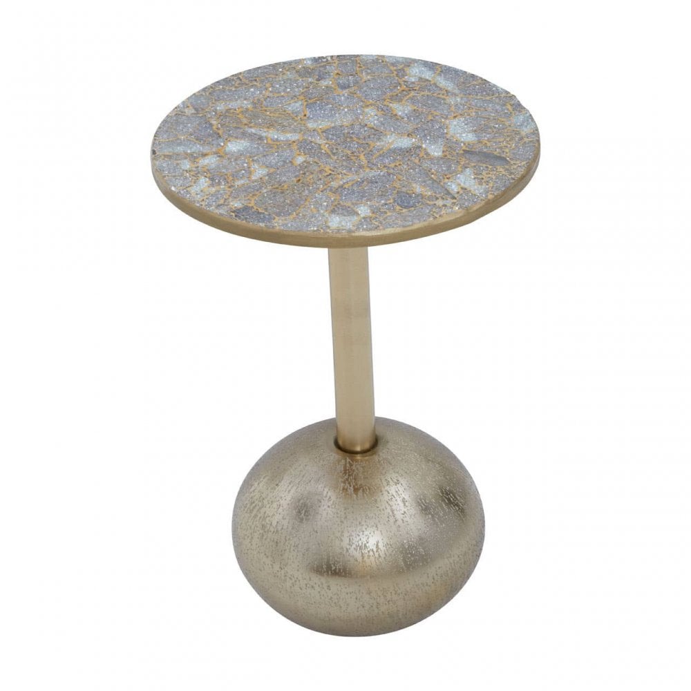 Aveline Mosaic Top Gold Finish Side Table