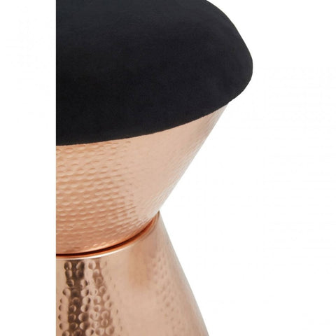 Marlow Black Velvet And Copper Finish Stool