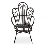 Montrose Black Natural Rattan And Black Metal Scalloped Back Chair