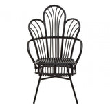 Montrose Black Natural Rattan And Black Metal Scalloped Back Chair