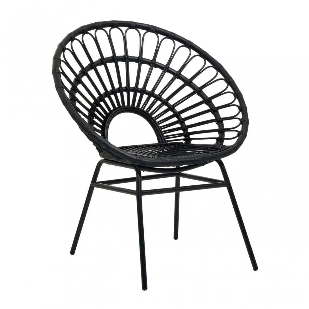 Montrose Black Natural Rattan Flared Back Chair