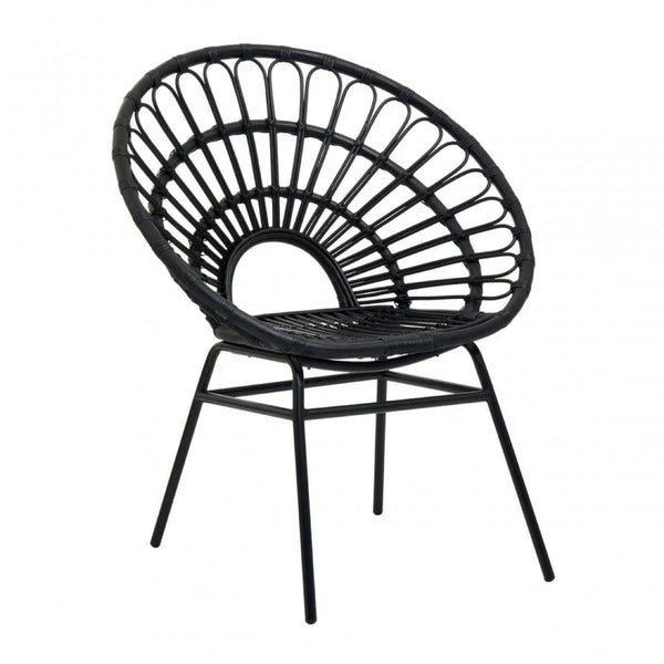 Montrose Black Natural Rattan Flared Back Chair