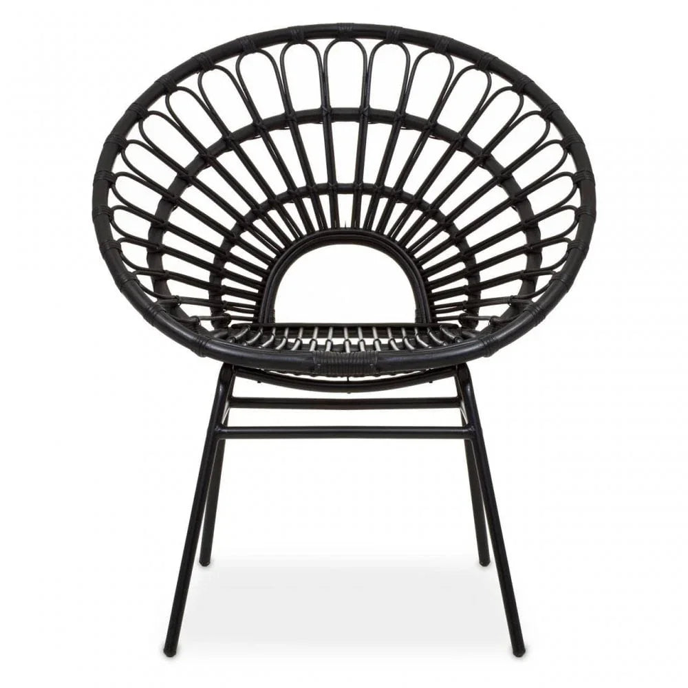 Montrose Black Natural Rattan Flared Back Chair