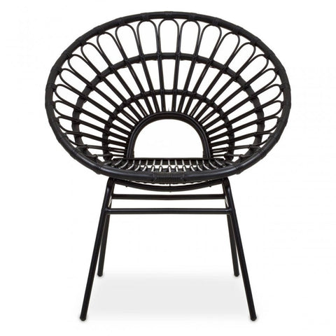 Montrose Black Natural Rattan Flared Back Chair