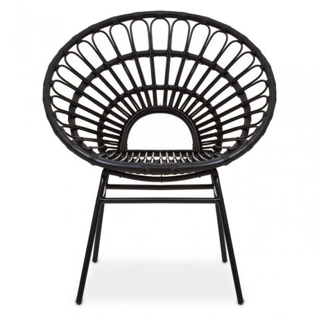 Montrose Black Natural Rattan Flared Back Chair