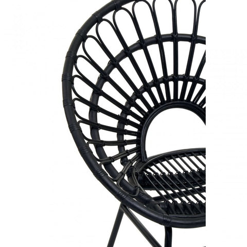 Montrose Black Natural Rattan Flared Back Chair