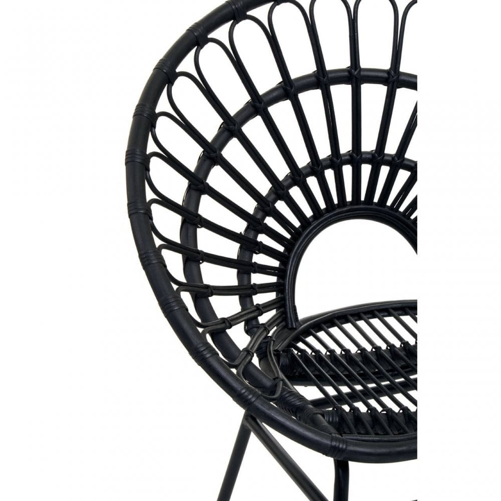 Montrose Black Natural Rattan Flared Back Chair
