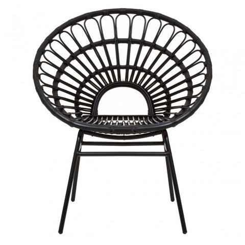 Montrose Black Natural Rattan Flared Back Chair