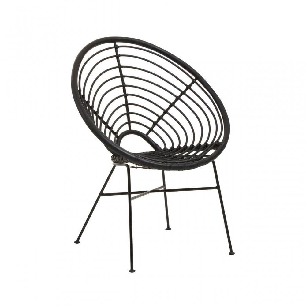 Montrose Black Natural Rattan Round Chair