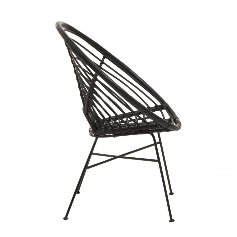 Montrose Black Natural Rattan Round Chair