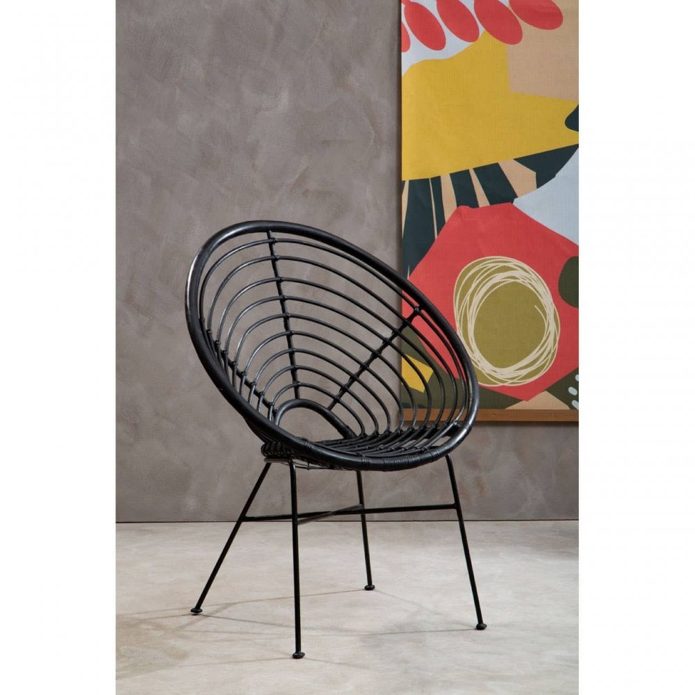 Montrose Black Natural Rattan Round Chair