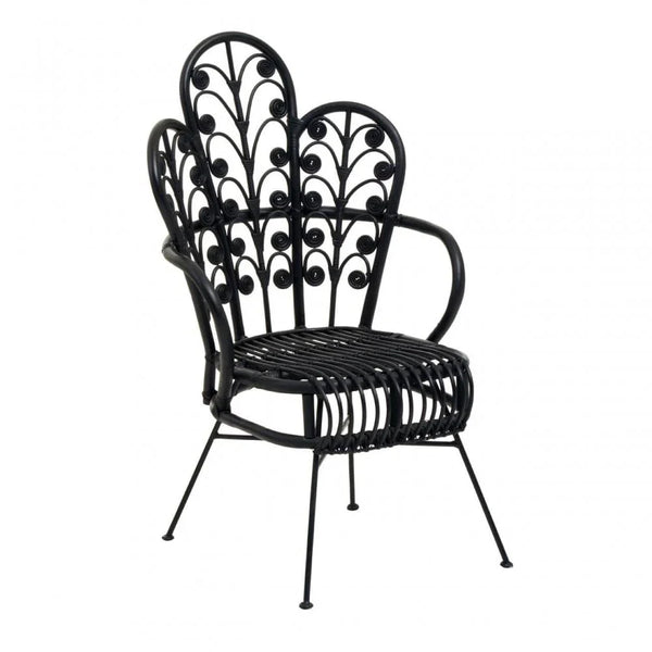Montrose Black Natural Rattan Scalloped Back Chair