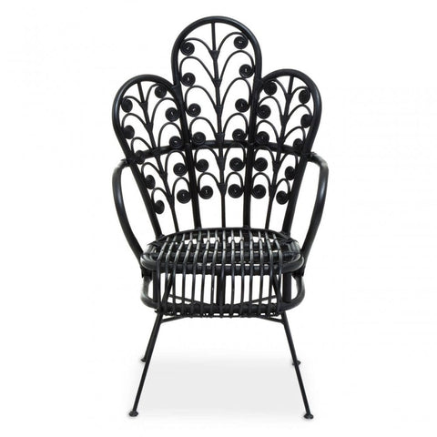 Montrose Black Natural Rattan Scalloped Back Chair