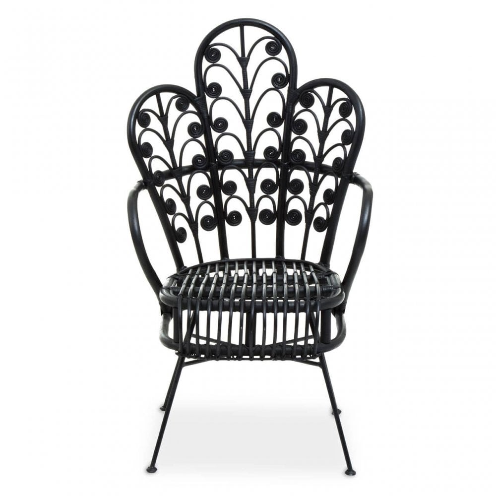 Montrose Black Natural Rattan Scalloped Back Chair