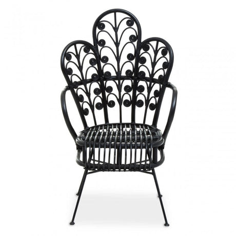 Montrose Black Natural Rattan Scalloped Back Chair