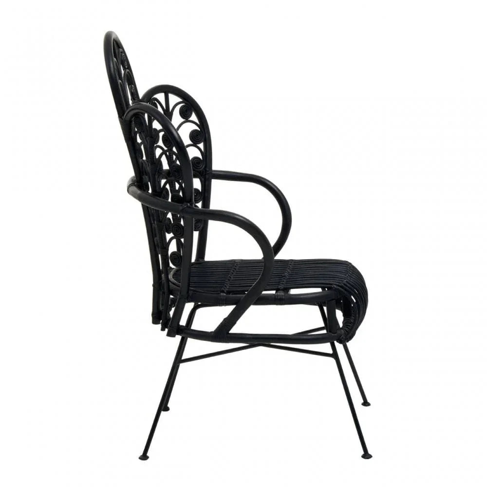 Montrose Black Natural Rattan Scalloped Back Chair